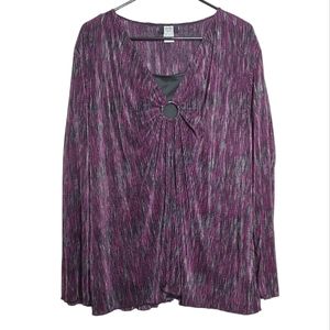 Studio 1940 Women's Layered Flowy Purple Black Long Sleeve Blouse Size 26/28